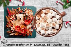 3d polar bear sublimation, Square coasters Product Image 1