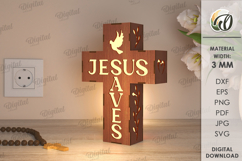 3D Cross Lamp Bundle Laser Cut. Wooden Decorated Cross SVG Product Image 6