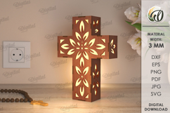 3D Cross Lamp Bundle Laser Cut. Wooden Decorated Cross SVG Product Image 8