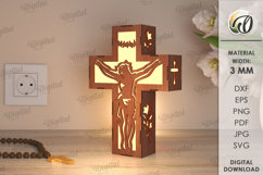 3D Cross Lamp Bundle Laser Cut. Wooden Decorated Cross SVG Product Image 9