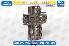 3D Cross Lanterns Laser Cut Bundle, Cross Standing Lamps SVG Product Image 3