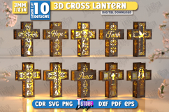 3D Cross Lanterns Laser Cut Bundle, Cross Standing Lamps SVG Product Image 1
