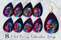 Earring teardrop sublimation Earring 3D skull Neon Light Product Image 1