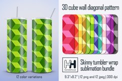 3D cube wall diagonal pattern skinny tumbler sublimation Product Image 1