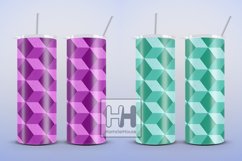 3D cube wall diagonal pattern skinny tumbler sublimation Product Image 5