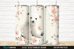 3D Cute Baby Polar Flowers 20/30oz Skinny Tumbler Product Image 1