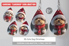 Earring teardrop design 3D Cute Dog Christmas Product Image 1