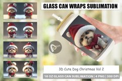 Glass Can Wraps 3D Cute Dog Christmas Product Image 1