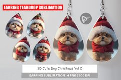 Earring teardrop design 3D Cute Dog Christmas Product Image 1