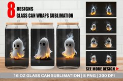 3D Cute Ghost Burn Glass Can Wraps Product Image 1