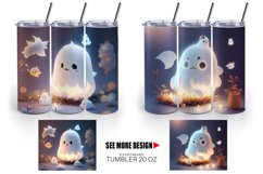3D Cute Ghost Halloween | Tumbler Sublimation Wrap Product Image 4