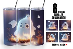 3D Cute Ghost Halloween | Tumbler Sublimation Wrap Product Image 1