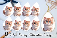 3D Cute Little Cat Earring teardrop sublimation design Product Image 1