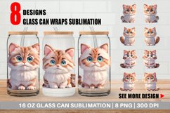 3D Cute Little Cat Glass Can Wraps Product Image 1