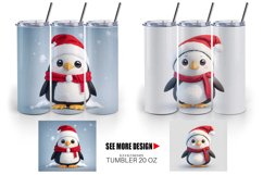 3D Cute Penguin Christmas | Tumbler Sublimation Wrap Product Image 3