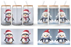 3D Cute Penguin Christmas Glass Can Wraps Product Image 3