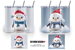 3D Cute Penguin Christmas | Tumbler Sublimation Wrap Product Image 4