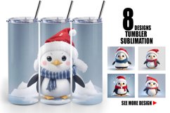 3D Cute Penguin Christmas | Tumbler Sublimation Wrap Product Image 1