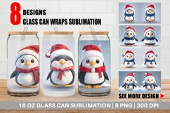 3D Cute Penguin Christmas Glass Can Wraps Product Image 1