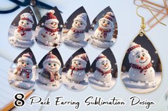 3D Cute Snowman Earring teardrop sublimation design Product Image 1