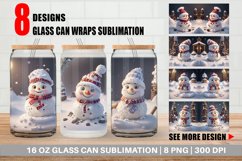 3D Cute Snowman Glass Can Wraps Product Image 1