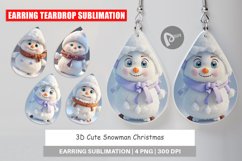 Earring teardrop design 3D Cute Snowman Christmas Product Image 1