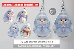 Earring teardrop design 3D Cute Snowman Christmas Product Image 1