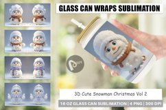 Glass Can Wraps 3D Cute Snowman Christmas Product Image 1