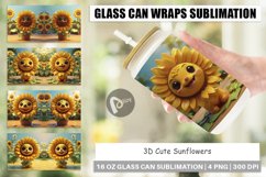 Glass Can Wraps 3D Cute Sunflowers Product Image 1