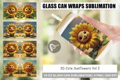 Glass Can Wraps 3D Cute Sunflowers Product Image 1