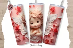 3D Cute Cupid Valentine Tumbler Wrap PNG | Valentine PNG Product Image 1