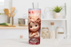 3D Cute Cupid Valentine Tumbler Wrap PNG | Valentine PNG Product Image 2