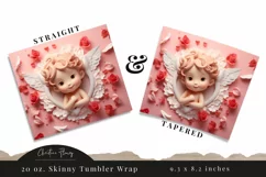 3D Cute Cupid Valentine Tumbler Wrap PNG | Valentine PNG Product Image 3