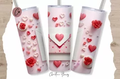 3D Love Letter Valentine Tumbler Wrap PNG | Valentine PNG Product Image 1