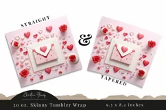3D Love Letter Valentine Tumbler Wrap PNG | Valentine PNG Product Image 3