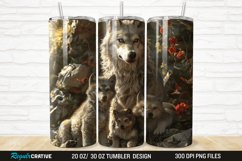 3D Cute Wolf Family 20/30oz Skinny Tumbler Product Image 1