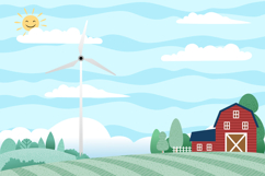 Funny Cartoon Helicopters Vector Set Over Rural Landscape Product Image 4