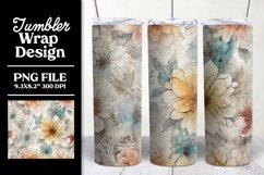 Floral Boho Tumbler Wrap Sublimation Design Product Image 1
