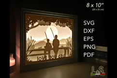 3D dad and son fishing lightbox