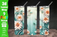 3D Daisies Flowers 20 oz Skinny Tumbler Sublimation Design