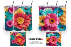 3D Daisy Flowers | Tumbler Sublimation Wrap Product Image 2