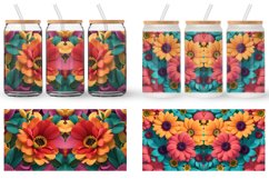 3D Daisy Flowers Glass Can Wraps Product Image 2