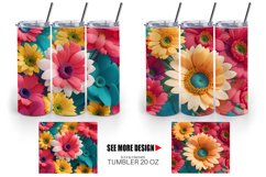 3D Daisy Flowers | Tumbler Sublimation Wrap Product Image 3