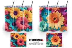 3D Daisy Flowers | Tumbler Sublimation Wrap Product Image 4