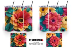 3D Daisy Flowers | Tumbler Sublimation Wrap Product Image 5