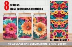 3D Daisy Flowers Glass Can Wraps Product Image 1