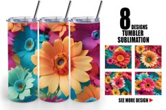 3D Daisy Flowers | Tumbler Sublimation Wrap Product Image 1