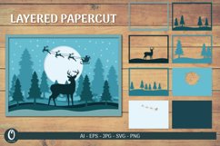 3D Deer in Christmas Scane Layered Papercut Product Image 1