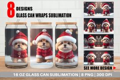3D Dog Cute Christmas Glass Can Wraps Product Image 1