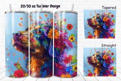 3D Dog Flowers 20/30oz Skinny Tumbler Product Image 1
